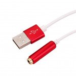 Wholesale Short Type-C USB Charging Cable and 3.5mm Jack AUX Headphone Audio Adapter Dongle 9.5in (Red)